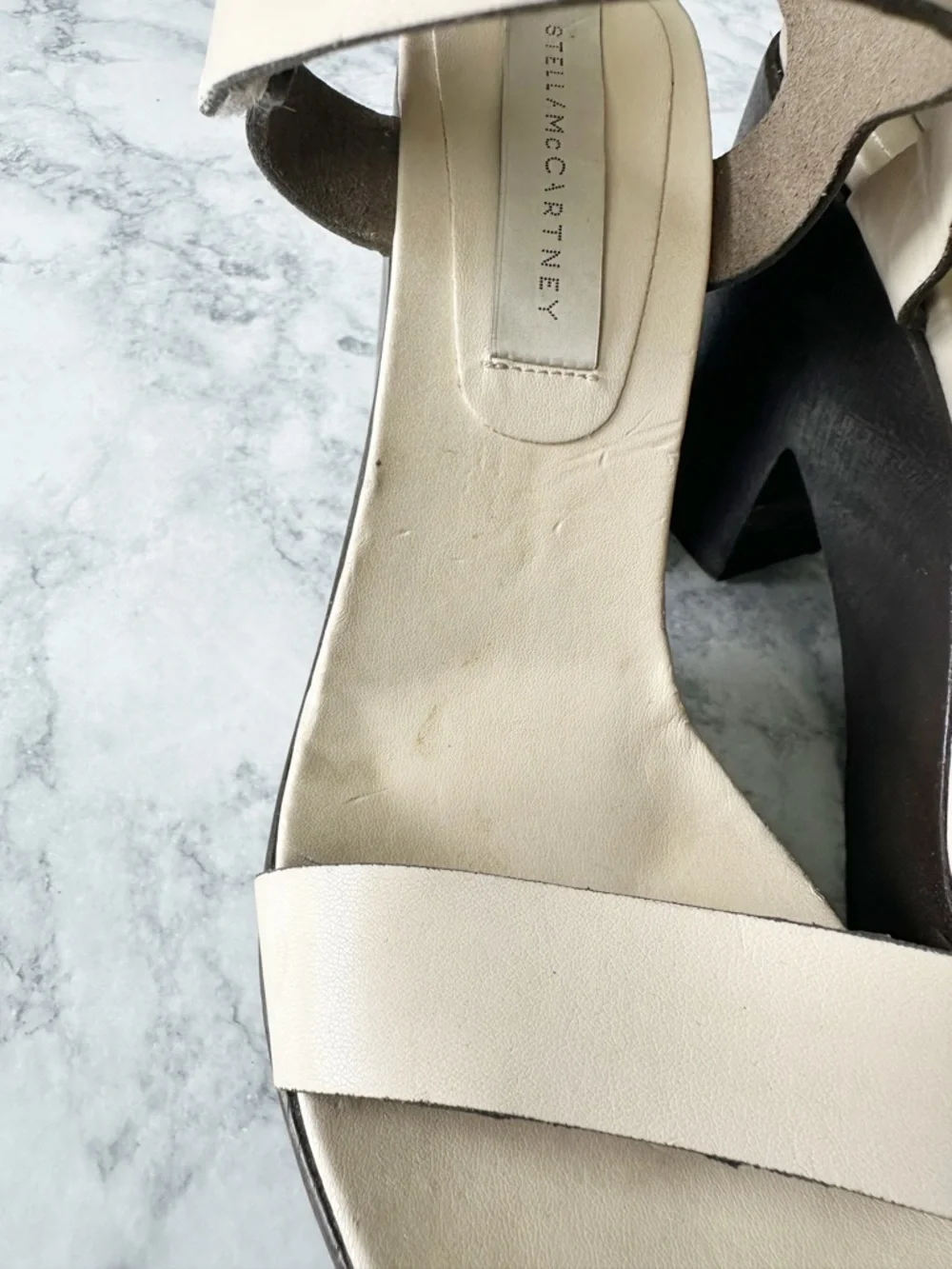 Stella McCartney Beige Chunky Wooden Platform Sandals